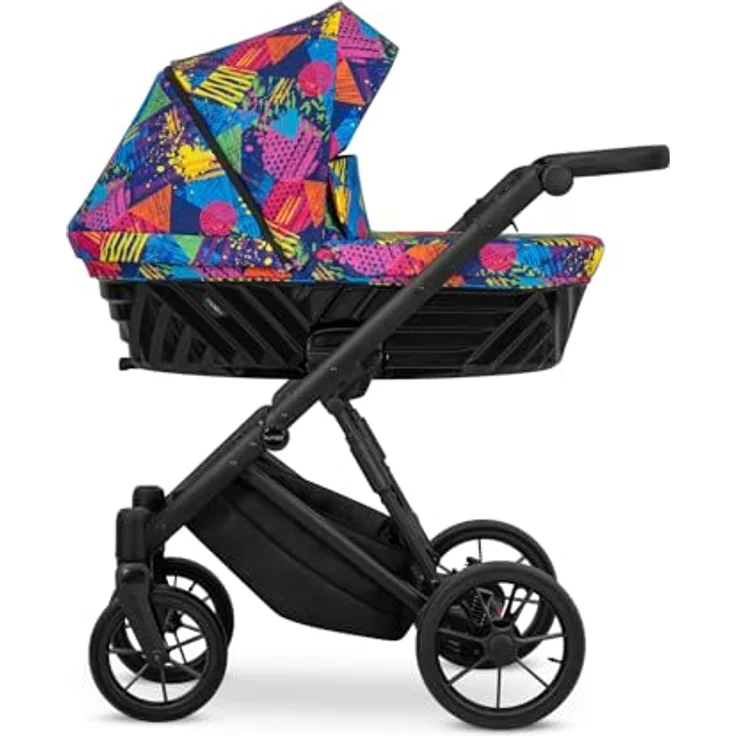 Kunert Ivento 2in1 Kinderwagen, integrierte Ausstattung im bunten Design mit schwarzem Rahmen, Farbe: Colors Impresion – Bild 2