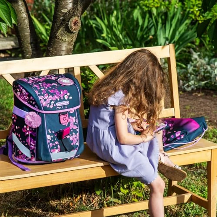 Herlitz Schulranzen FiloActive Plus Blossom Dance Kitten, 6-teiliges Set in schwarz-pink-lila mit ergonomischem Rückensystem und wasserabweisender Imprägnierung – Bild 8