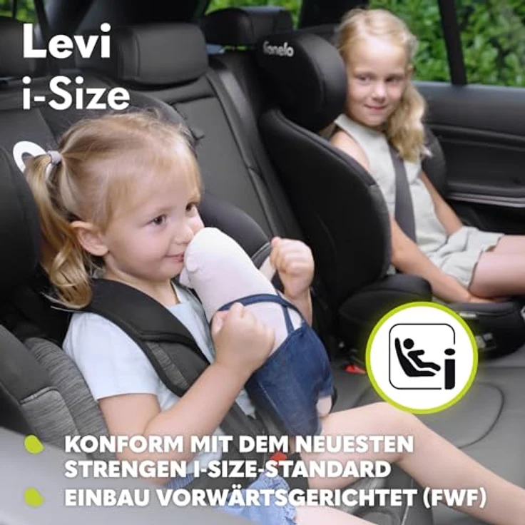 lionelo Autokindersitz LEVI I-SIZE, i-Size, für Kinder von 15 Monaten bis 12 Jahre, bis 18,00 kg, Universell passend, passt in alle Autos – Bild 4