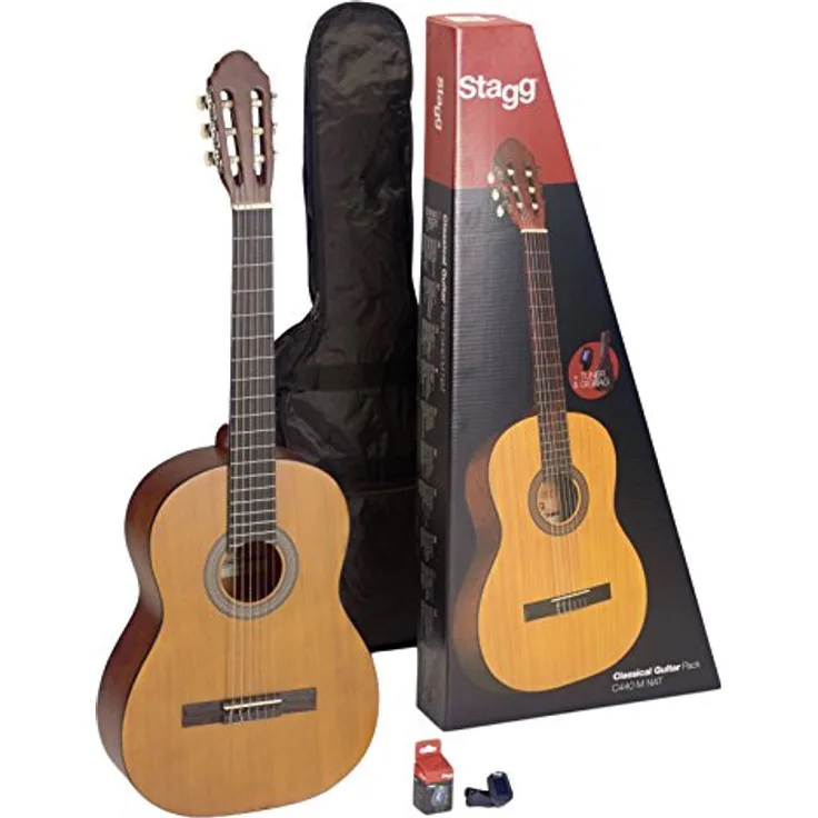 Stagg C440 Klassische Gitarre – Schwarz Gitarren-Set Volle Größe natur
