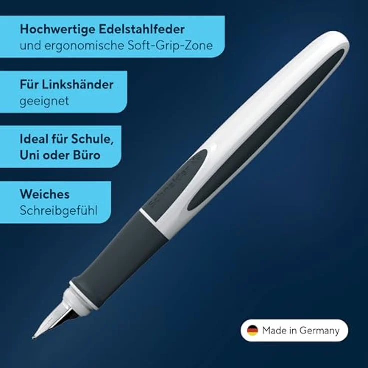 SCHNEIDER Füllhalter Ray, ergonomisch gummiertes Griffprofil, weiß-dunkelgrau – Bild 4