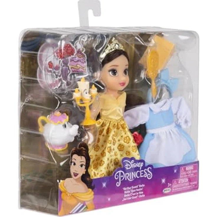 Jakks Pacific Disney Princess Bella Geschenkset, 15 cm Puppe mit Zubehör, gelb, One Size – Bild 9