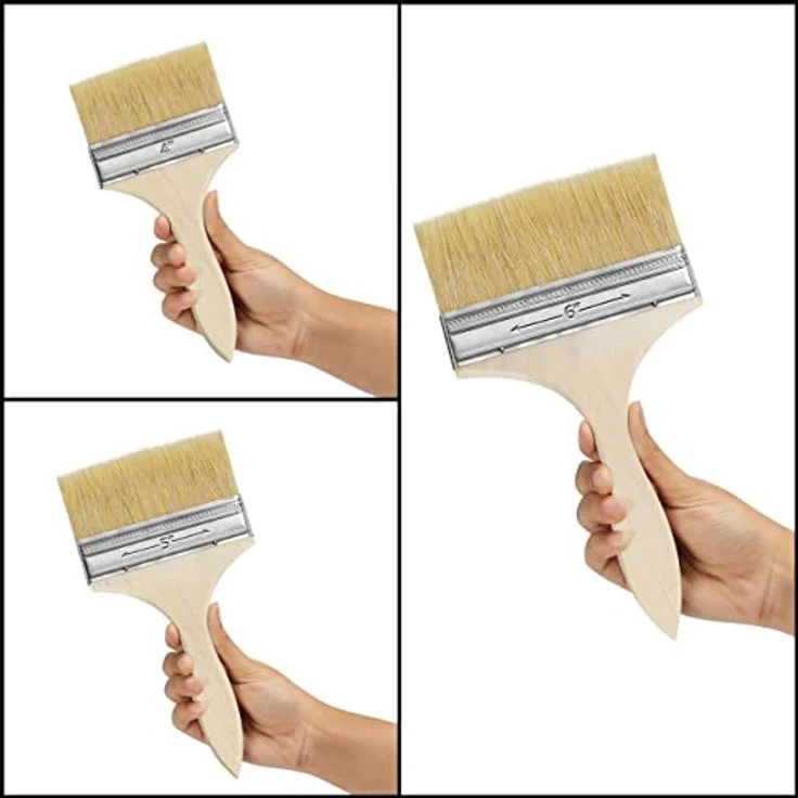 Kurtzy Wiederverwendbares Pinsel Set (6 STK), 3 Größen (10,16 - 15,24 cm), Multi-Pinsel für Lacke, Farben, Klebstoffe, Gesso und Beizen – Bild 3