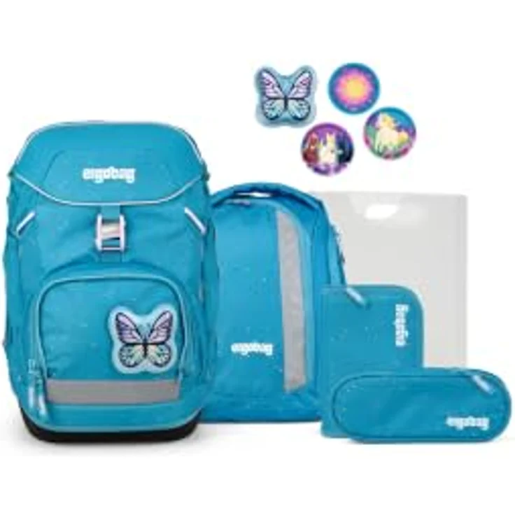 ergobag pack Schulrucksack-Set SchmettBärling, 22 Liter Volumen, mit Your-Size-System für Körpergrößen 100-150 cm, wasserabweisend und mit Klettflächen для individuellem Design – Bild 1