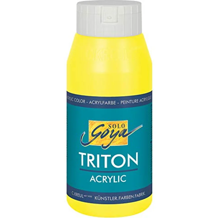 KREUL Solo Goya Triton Acrylfarbe zitron, 750 ml Flasche, schnell und matt trocknend, wasserbasis, gut deckend und vielseitig einsetzbar – Bild 1