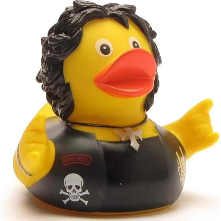 Duckshop Badeente - personalisierbar (Heavy Metal Ente) mit Quietscheloch, 8 cm, Vinyl – Bild 3
