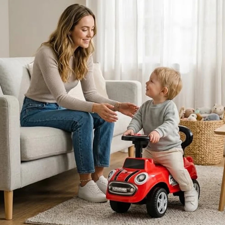Sun Baby Rutschauto, Lauflernwagen mit Kippschutz und interaktiven Geräuschen, rot – Bild 5
