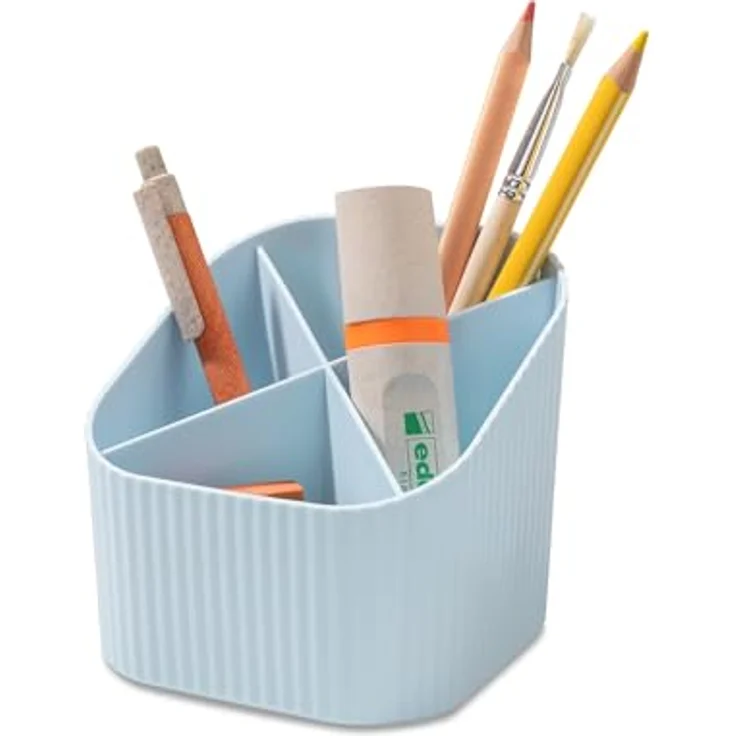 HAN Stiftehalter X-LOOP pastellblau, Kunststoff, 4 Fächer für ca. 50 Stifte, 11,1 x 11,1 x 10,5 cm, aus 100% recyceltem Material, Made in Germany – Bild 3