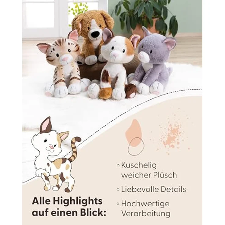 NICI Kuscheltier Bengal Katze sitzend, 25 cm aus kuschelweichem Plüsch, braun marmoriert, Teil der NICI GREEN Produktwelt – Bild 4