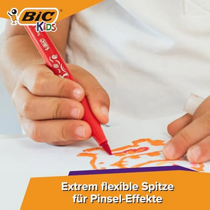 BIC Filzstift Fasermaler mit Pinselspitze, 10 leuchtende Farben für Kids, Visaquarelle – Bild 4