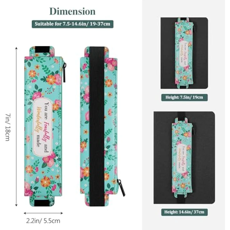 MoKo Elastische Federtasche für Notebook, 4 Stück PU Leder Federmäppchen mit verstellbarem Gummiband, bunte Stiftköcher für Planer und Journale – Bild 5