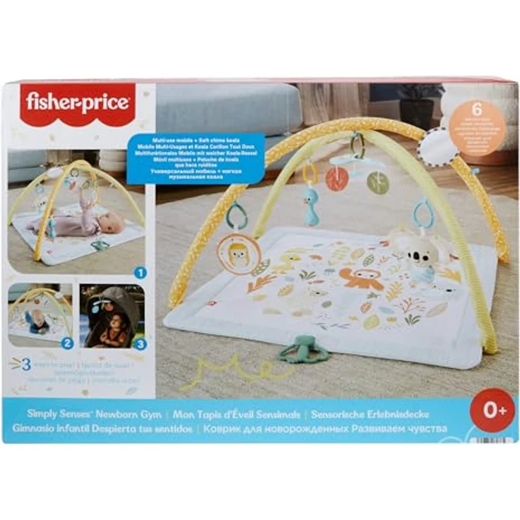 Fisher-Price® Simply Senses Spieldecke mit Spielbogen, sensorische Erlebnisdecke mit 6 frei positionierbaren Spielzeugen, Koala und Mobile, farbenfroh – Bild 6