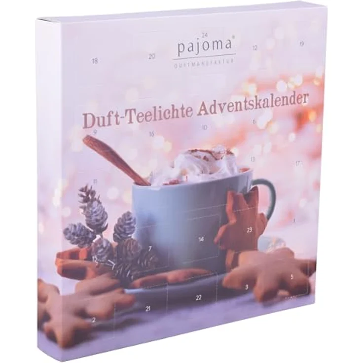 Pajoma Adventskalender Christmas Cup, 24 Duft Teelichte in 6 Duftrichtungen & 1 Teelichthalter, hergestellt in Deutschland – Bild 2