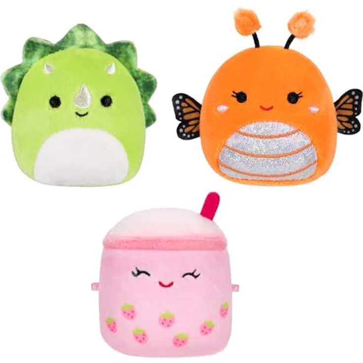 Jazwares Squishmallows Micromallows Set, Kuscheltier Plüsch, 3 Stück – Mony, Tristan, Victoria, für Kinder ab 3 Jahren