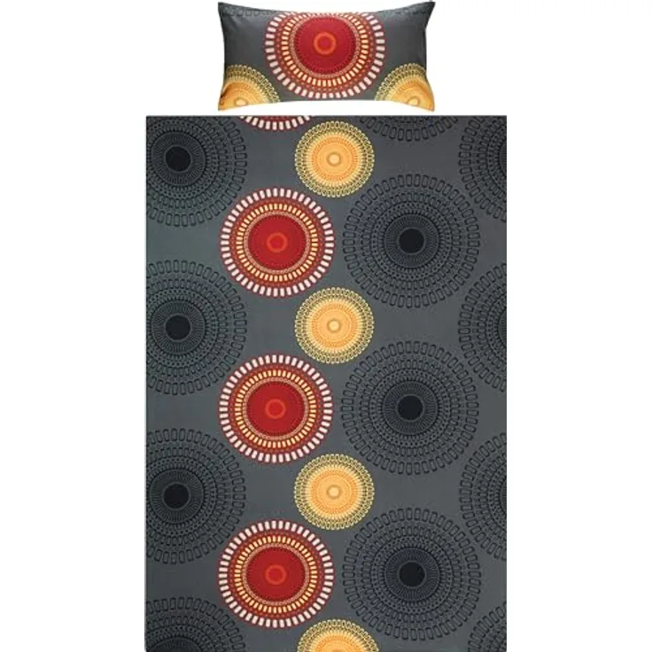 REDBEST Bettwäsche Biber anthrazit-Terra Größe 155x220 cm (40x80 cm)
