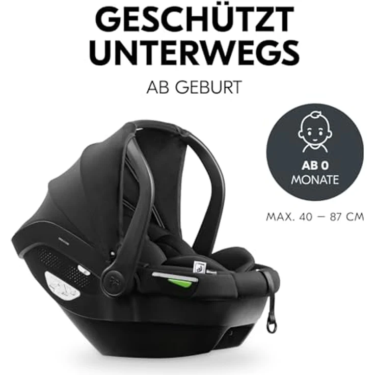 Hauck Babyschale Drive N Care Black, Mitwachsende Babyschale ab Geburt, bis 13 kg – Bild 3