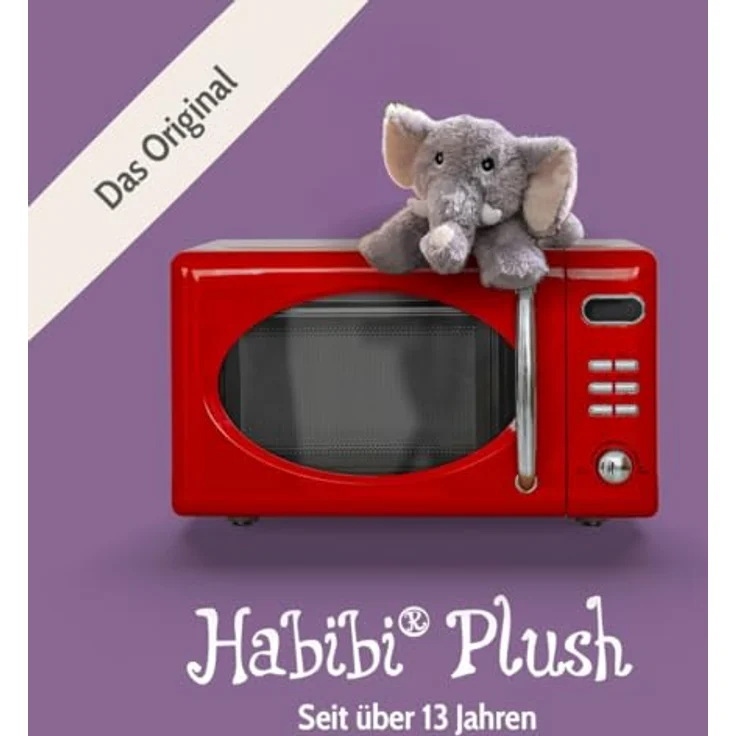 Habibi Plush Classic Wärmetier Elefant, Kuscheltier und Wärmekissen mit natürlichen Hirsekörnern, Duftkomposition aus Lavendel, Jasmin, Lemongras und Vanille, 35 cm – Bild 7