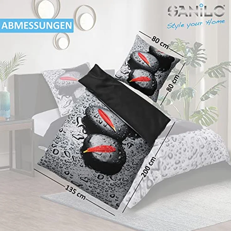 Sanilo® Bettwäsche 135x200 cm, 100% feinste Baumwolle, Oeko-TEX Zertifiziert, Elegance Muster, 2-teilig - Kinderbettwäsche – Bild 5
