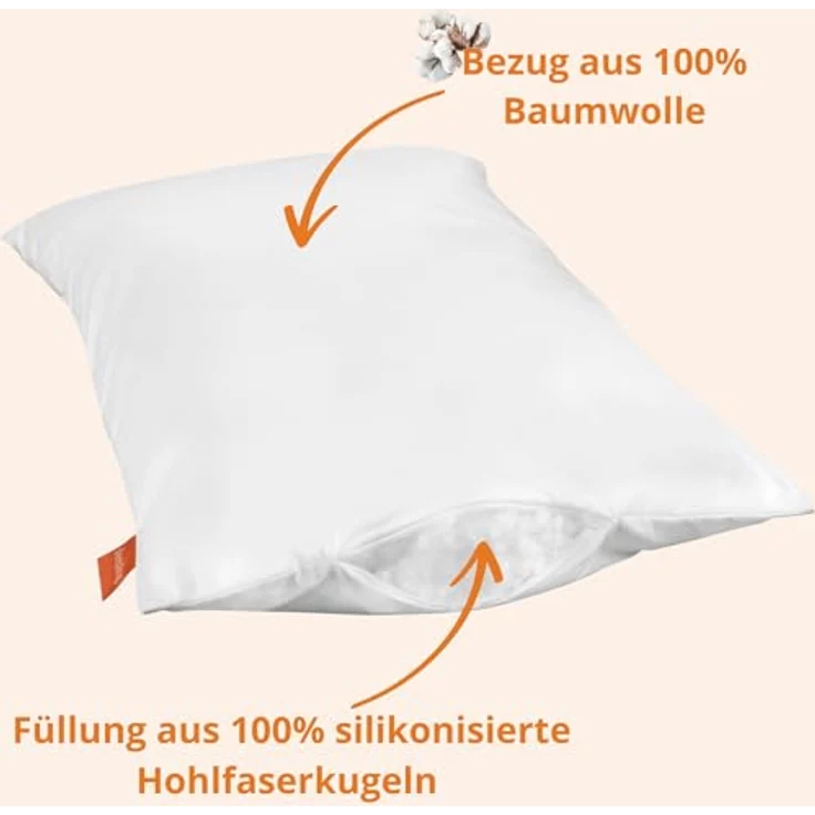 sleepling Kinderbettset, 4-Jahreszeiten Bettdecke 100x135 cm und Kopfkissen 40x60 cm, waschbar, Oeko-TEX, Made in EU, allergikerfreundlich – Bild 4