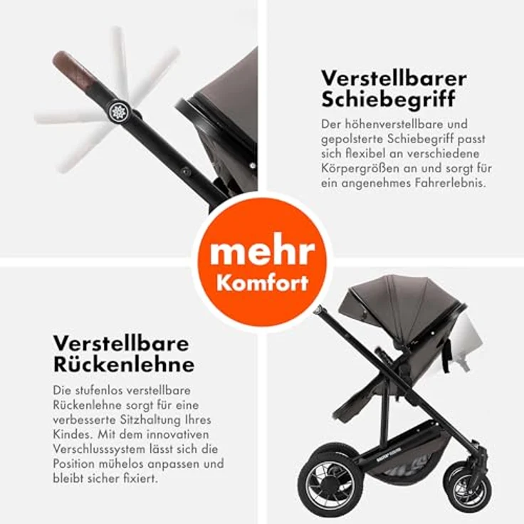 Daliya® FLEXI-PRO M 3in1 Kombikinderwagen mit i-Size Babyschale, leichten Aluminiumrahmen, Memory-Knöpfen und großem Einkaufskorb – Bild 9