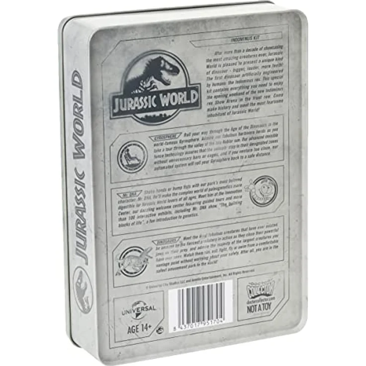 Doctor Collector Jurassic World - Indominus Kit - Experimentierkasten in Metallbox XL mit Official Guide, VIP Pass und Metallschild – Bild 2