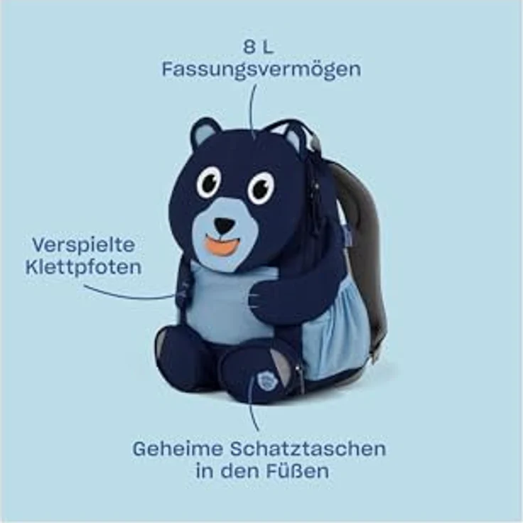 Affenzahn Großer Freund Kindergartenrucksack für 3-5 Jährige Kita Funktional 8L, mit reflektierenden Details, blau – Bild 2