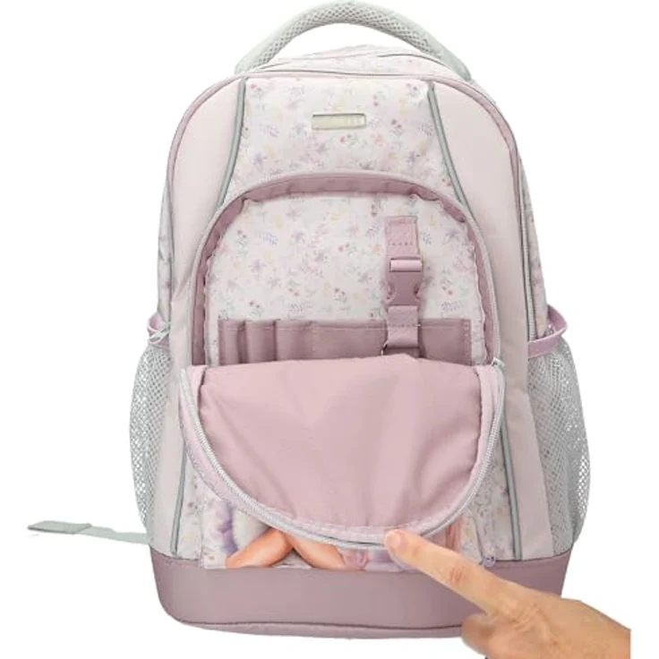 Depesche TOPModel Blooming Kitty Schulrucksack, Flieder, mit Model-Katze-Motiv, Blumenmuster, 2 Fächer, verstellbare Träger – Bild 5