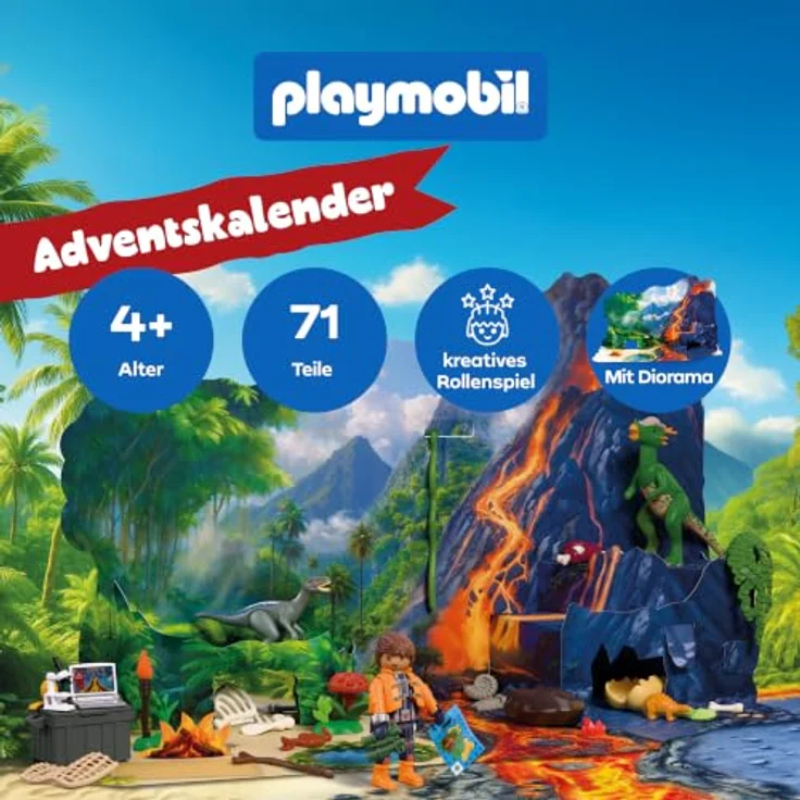 Playmobil Adventskalender - Dino-Expedition, Weihnachtskalender mit festlichen Überraschungen, Modell 72225 – Bild 2