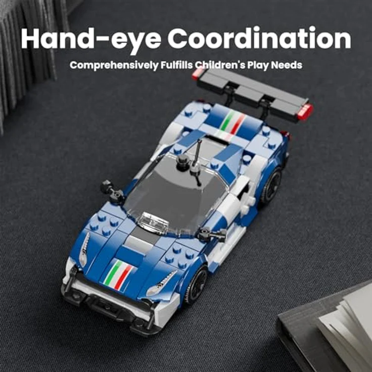 Mould King 27086 Technik Speed Champion Rennwagen F488GT3, Klemmbausteine Set mit 410 Teilen und Acryl Vitrine für Jugendliche und Erwachsene – Bild 4