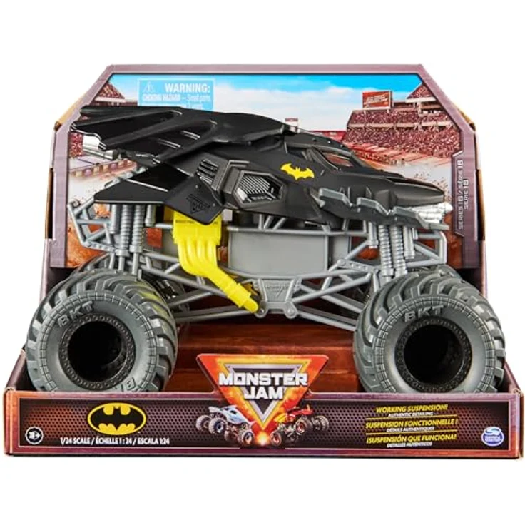 Monster Jam, offizieller Batmobile Monster Jam Truck, Metall-Spritzguss-Fahrzeug zum Spielen und Sammeln im Maßstab 1:24 – Bild 1