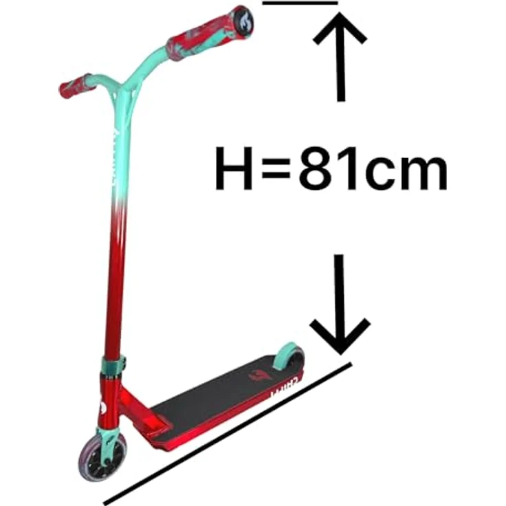 Chilli Pro Jumpstart M Stunt-Scooter, 81 cm, transparent Rot / Türkis, leicht und stabil für Einsteiger – Bild 4