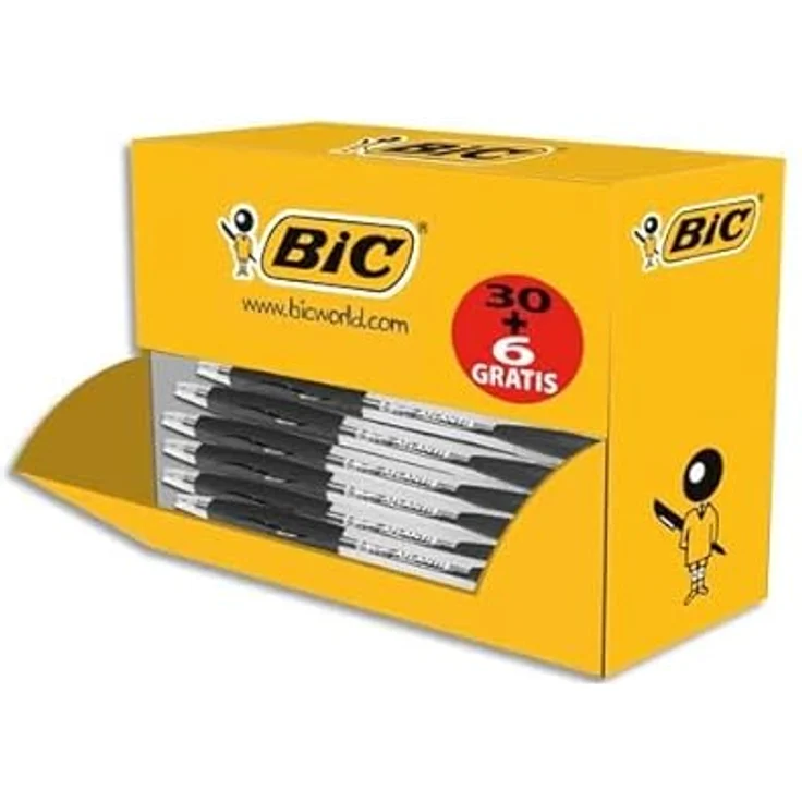 Bic Atlantis Classic, Clip-on Nachfüllbarer Kugelschreiber, schwarz, 36 Stück – Bild 4