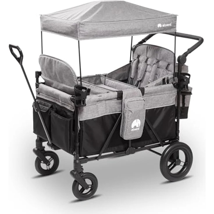 elvent ComfortPlus 4 Kinderwagen 4-Sitzer – faltbar, bis 80 kg, Sonnendach, Sitzpolster, 5-Punkte-Gurt, Fußbremse – Bild 1