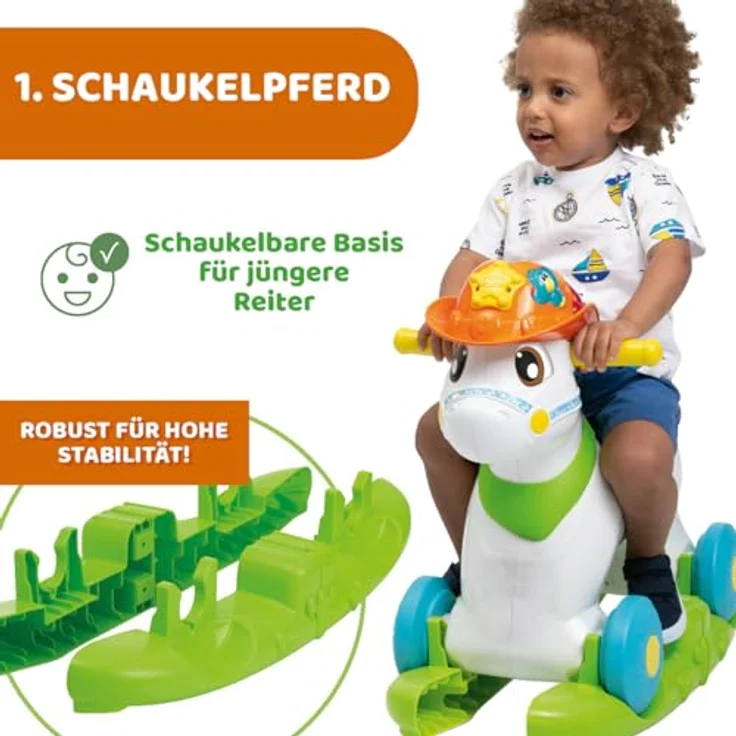 Chicco Baby Rodeo, Schaukelpferd mit interaktivem Aktivitätszentrum, 3 Tasten, aus recyceltem Kunststoff, für Kinder 1-3 Jahre, hergestellt in Italien – Bild 3
