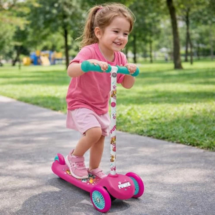 Seven 3-Rad Scooter Paw Patrol Girls, Kinder-Scooter mit Lean-to-Steer-Lenkung, rutschfestem Deck und Hinterradbremse, leicht und klappbar – Bild 4