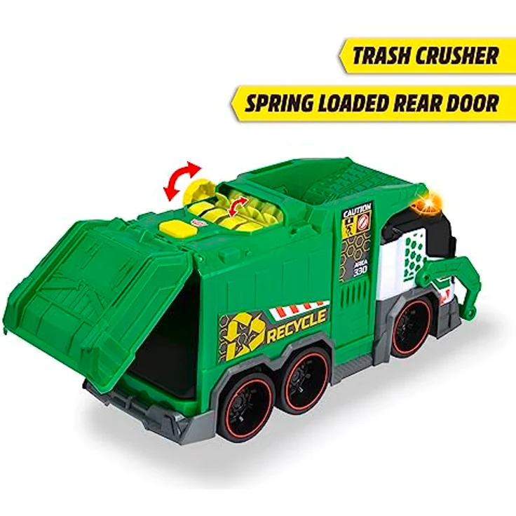 Dickie Toys - Spielzeug-Müllauto mit vielen Funktionen (39 cm) - großes Spielzeugauto für Kinder ab 3 Jahre mit motorisierter Hebefunktion, Greifarm, Mülltonne, Licht & Sound u.v.m. – Bild 2