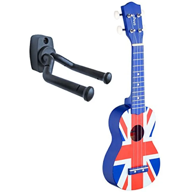 Stagg US-UK Sopran Ukulele UK Flagge mit Tasche + keepdrum Wandhalter