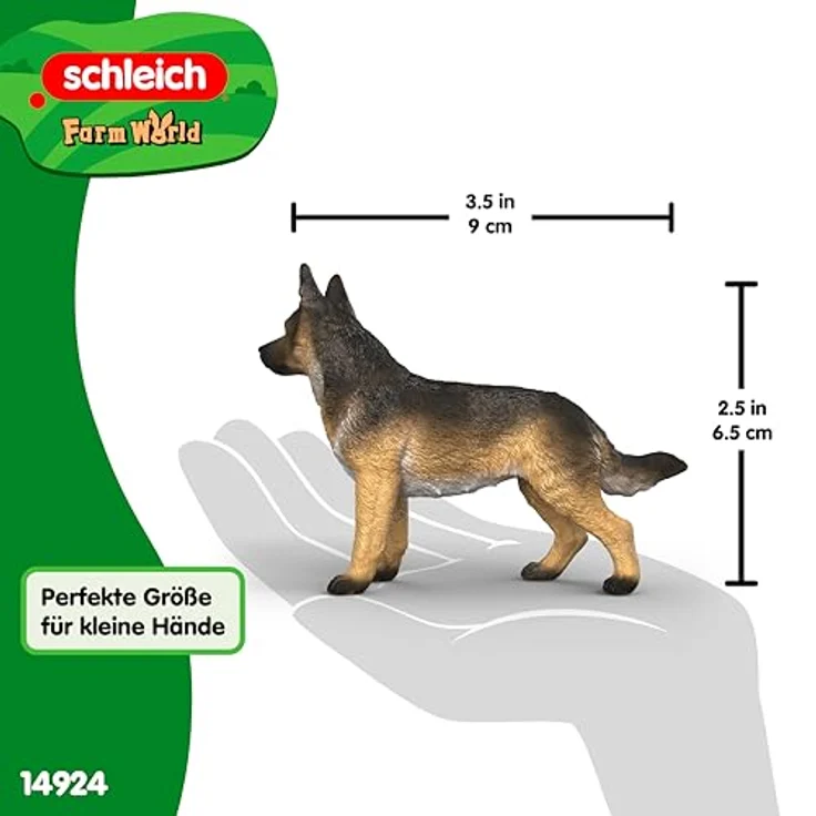 Schleich Deutscher Schäferhund Hündin, Figurenfarm-Tier mit 6,6 x 3,1 x 5,6 cm, aus Farm World коллекция – Bild 6