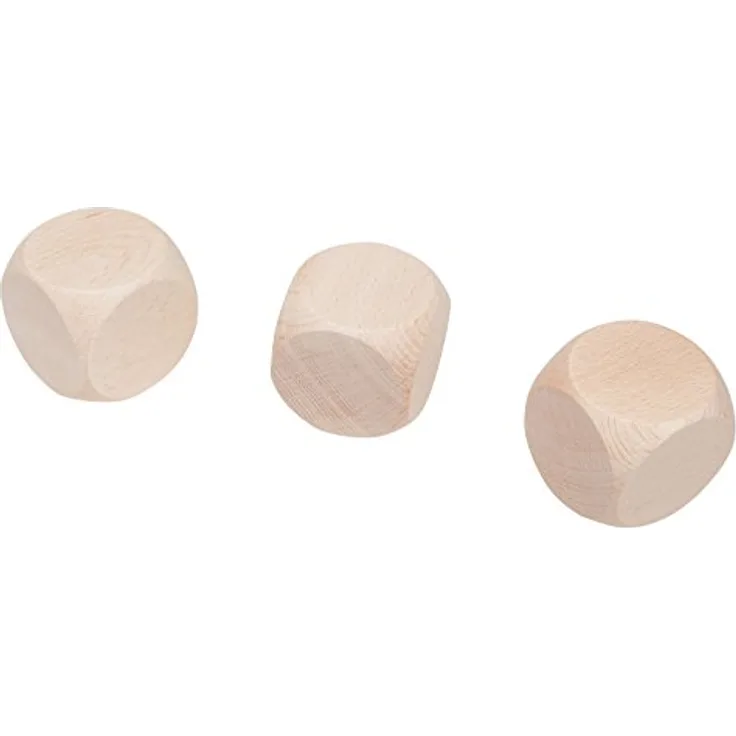 GICO 3 x Blankowürfel, Holzwürfel (40 mm), unbehandelte Bastelwürfel im PVC-Beutel, made in EU