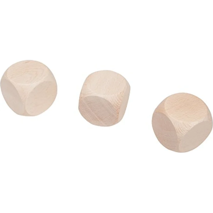 GICO 3 x Blankowürfel, Holzwürfel (40 mm), unbehandelte Bastelwürfel im PVC-Beutel, made in EU – Bild 1