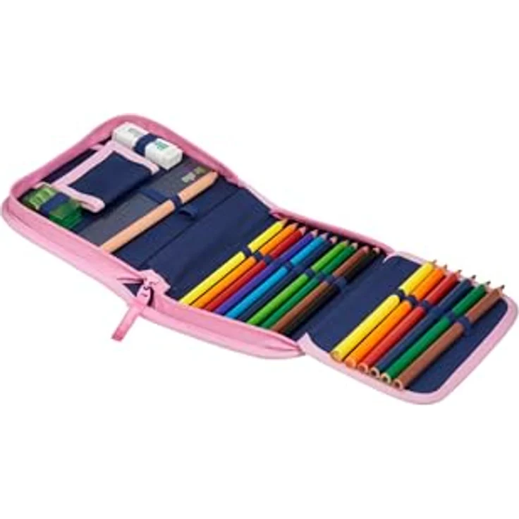 ergobag Federmäppchen Set 22-teilig, Lyra Buntstifte, Stundenplan-Fach, Kleingeld Fach, Lineal WolkenzauBär - Pink – Bild 2