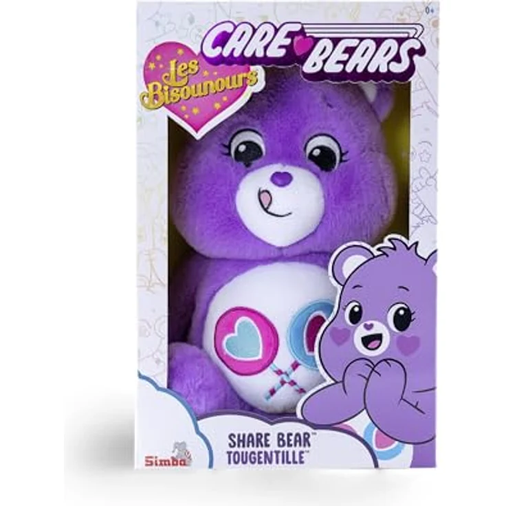 SIMBA Kuscheltier Care Bears Teile Gern Bärchi,35 cm, Lila mit zwei Lollis auf dem Bauch – Bild 8