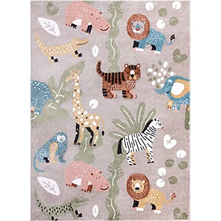 rugsx Fun Africa Kinderteppich „Tiere, Afrika”, beige, 160x220 cm, 100% Polypropylen, pflegeleicht, für Fußbodenheizung geeignet – Bild 4