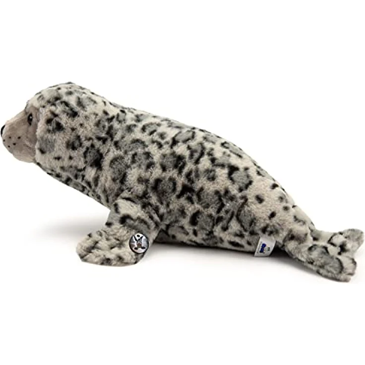Kuscheltiere.biz Seehund Kuscheltier Robbe gefleckt Seeleopard Plüschtier Norwin - Extra kuschlig und detailreiches Design - Braun – Bild 4