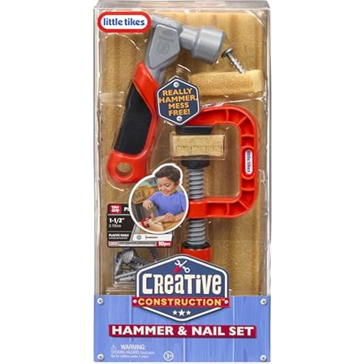 Little Tikes Creative Construction Hammer and Nail Set, 7-teiliges Holzspielzeugset mit Schaumstoffbrettern und Bauzeichnungen, für Kinder ab 3 Jahren – Bild 5