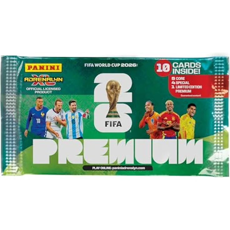 Panini FIFA World Cup Adrenalyn XL 2026, Premium Booster mit 10 Sammelkarten und 1 Limited Edition Karte – Bild 2