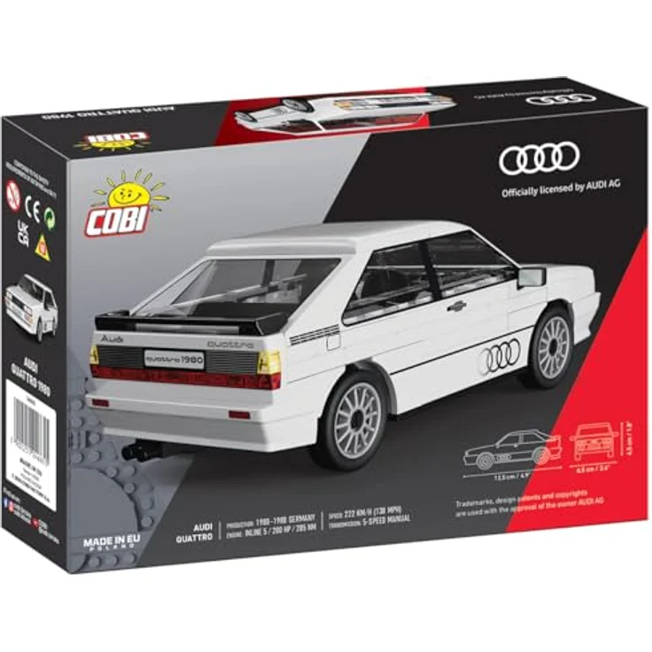 COBI Audi Quattro (1980) Modellfahrzeug im Maßstab 1:35, weiß, Bausteine made in EU – Bild 5