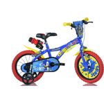 Dino Kinderfahrrad Sonic, 1 Gang, mit Stützrädern, Trinkflasche und Frontschild, blau