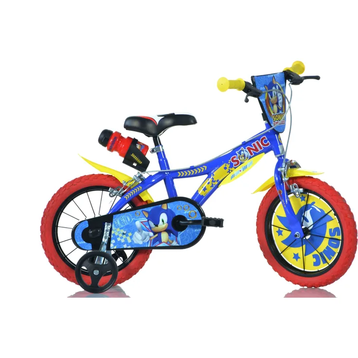 Dino Kinderfahrrad Sonic, 1 Gang, mit Stützrädern, Trinkflasche und Frontschild, blau