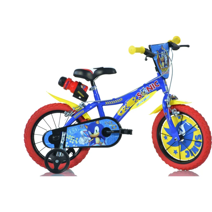 Dino Kinderfahrrad Sonic, 1 Gang, mit Stützrädern, Trinkflasche und Frontschild, blau